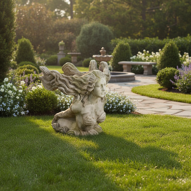 Mermaid Torso Garden Statue (26 - Inch) Side Angle