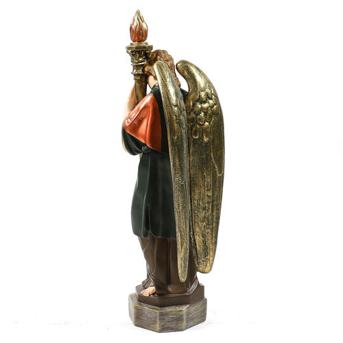 Large Winged Guardian Angels with Candleholder Outdoor Statue (27-Inch)