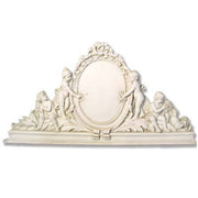 Ornate Baroque-style mirror frame with cherubs, floral detailing, and classical old world European decorative motifs.