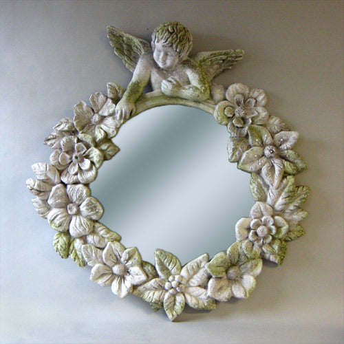 Round Cherub Mirror Frame 30 Outdoor/Indoor Statue