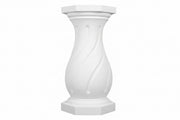 Ornate classical pedestal with a fluted, swirling design and octagonal base, inspired by old world European architectural style.