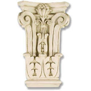 Corinthian capital with ornate acanthus leaves, scrolls, and classical floral motifs in old world European architectural style.