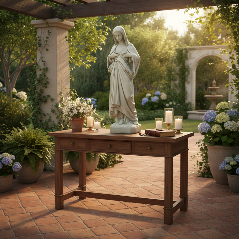 Our Lady of the Seven Sorrows Statue (49 - Inch) Side Angle