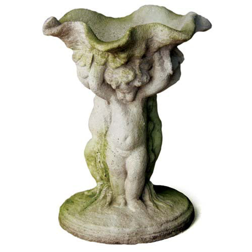 Cherubs Holding Birdbath Bowl Outdoor Statue (9-Inch)