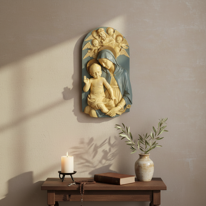 Mother and Child in Heaven Statue (38 - Inch) Side Angle