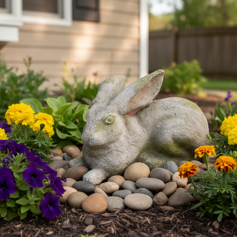 Rabbit Garden Statue (6.59 - Inch) Side Angle