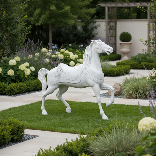 Carousel Horse Garden Statue (59 - Inch) Side Angle