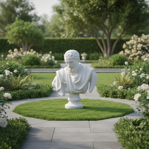 Michelangelo Bust Display Decor (32 - Inch) Side Angle