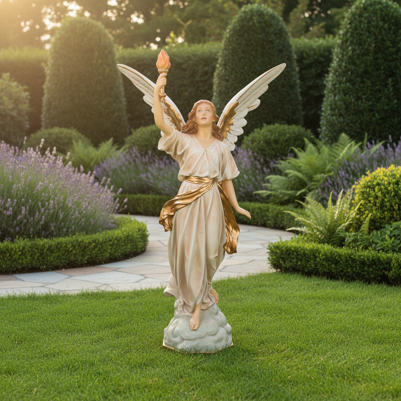 Angel With Torch Outdoor Statue (64-Inch)