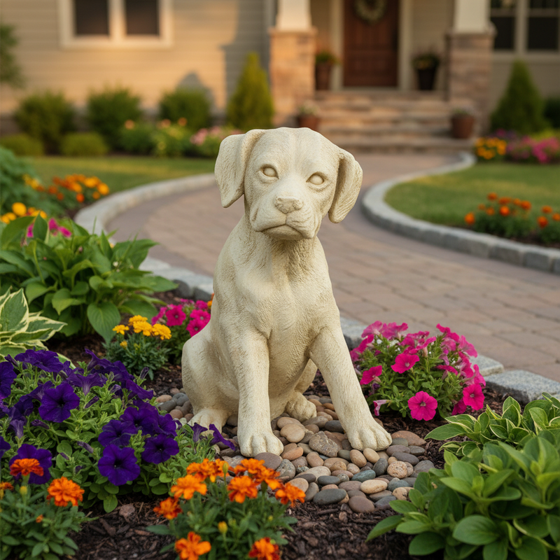 Lab Puppy Dog Garden Statue (13.5-Inch)
