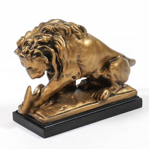 Lion Devouring Serpent Garden Statue (8 - Inch) Different Angle