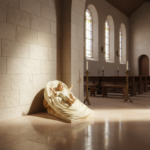 Baby Jesus in Manger Statue (9 - Inch) Side Angle