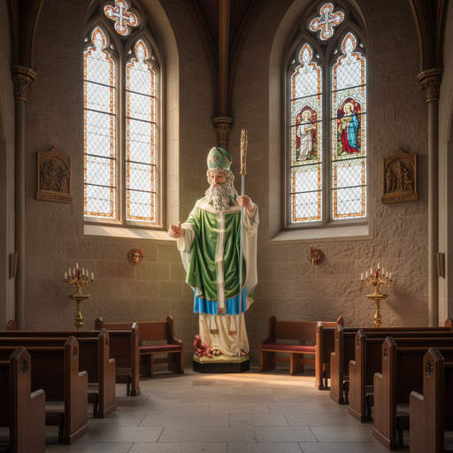 Saint Patrick with Staff Statue (72 - Inch) Side Angle