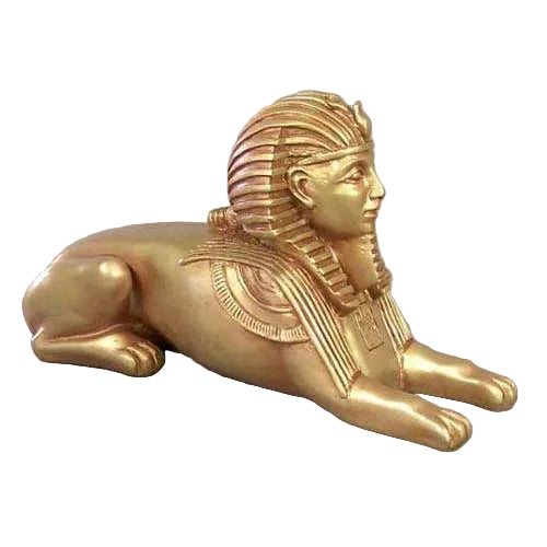 Sphinx statue with classical Egyptian headdress and ornate detailing, inspired by ancient old world European and Renaissance styles.