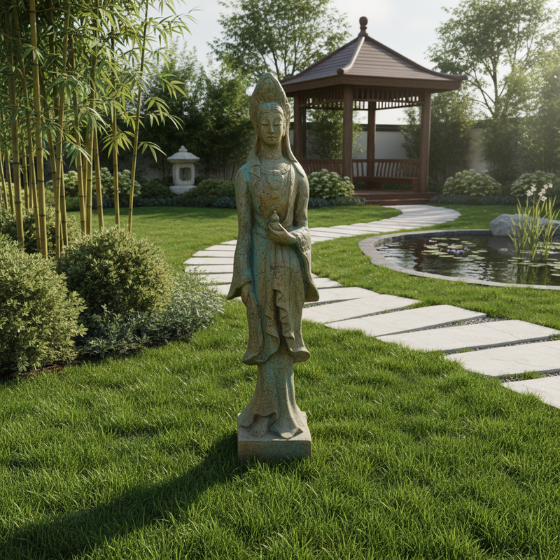 Kwan Yin Statue (41 - Inch) Side Angle