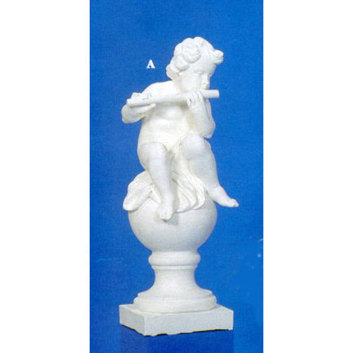 Cherub on Finial Flute Outdoor Statue (39 - Inch)