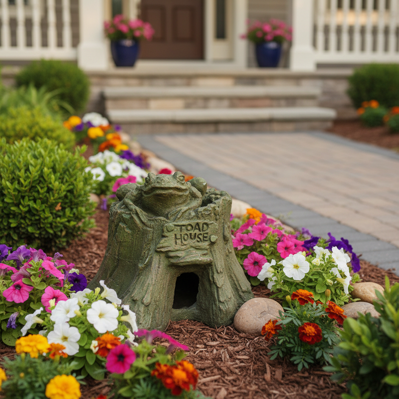 Toad Garden Statue (7 - Inch) Side Angle