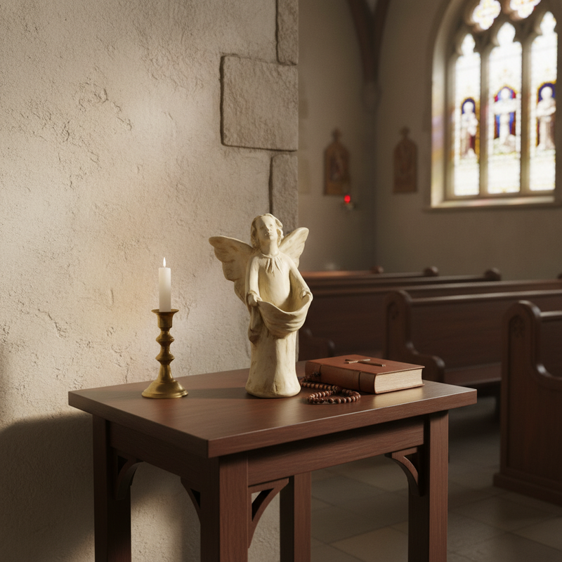 Contemplative Winged Angel Garden Statue (14-Inch)