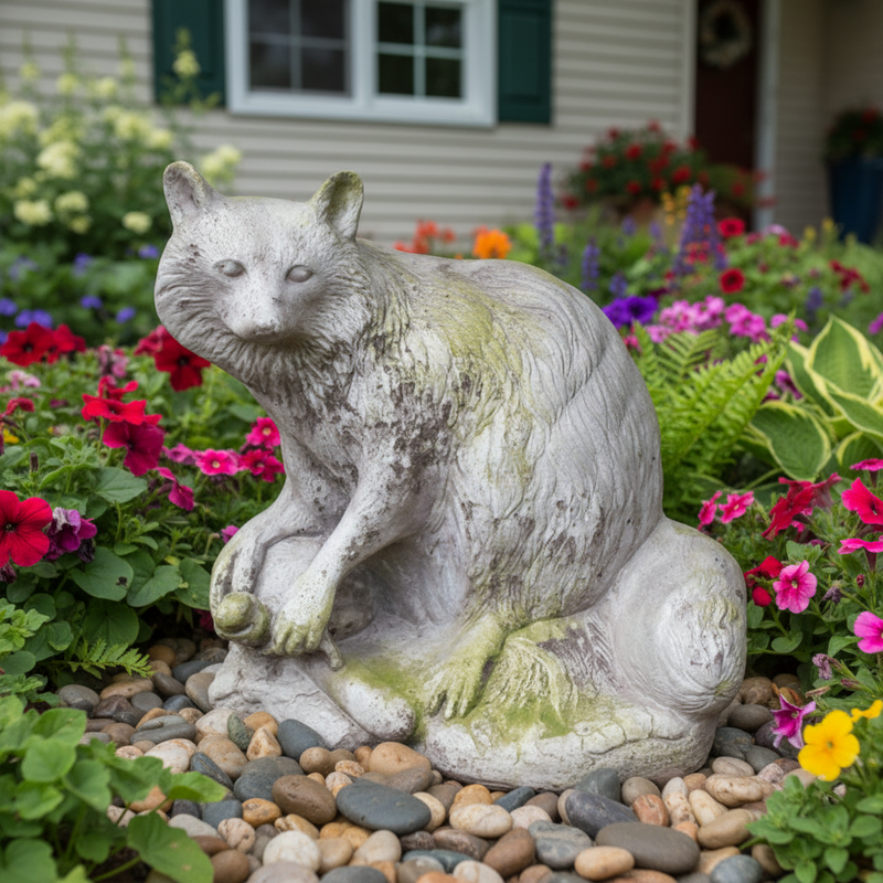 Raccoon Garden Statue (13-Inch)