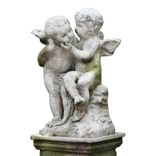 Loving Winged Cherubs Outdoor Statue (21 - Inch)