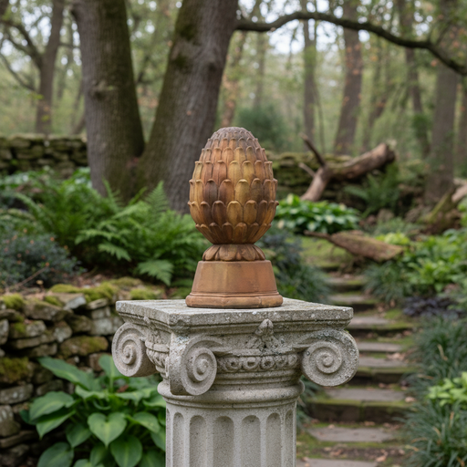 Pinecone Britannia Outdoor Statue (19 - Inch) Side Angle
