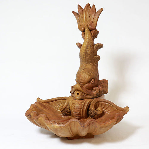 Dolphin Garden Fountain with Shell (34 - Inch) Side View