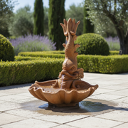 Dolphin Garden Fountain with Shell (34 - Inch) Side Angle