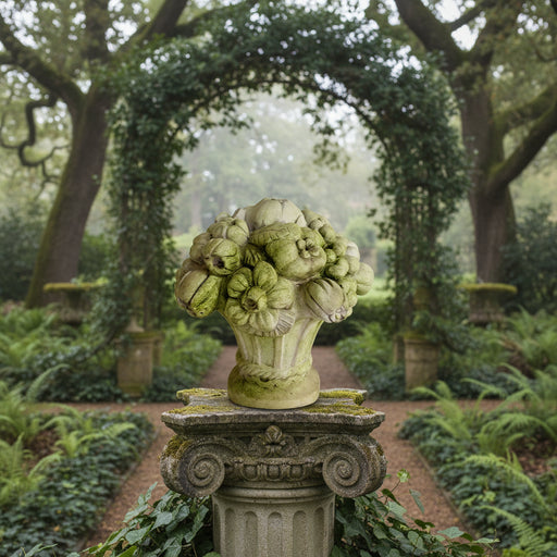 Fruit and Flower Finial Outdoor Statue (12 - Inch) Side Angle