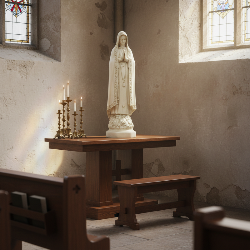 Our Lady of Fatima Religious Statue (34 - Inch) Side Angle