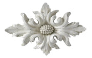 Ornate Baroque floral applique with symmetrical acanthus leaf motifs and a central cluster, featuring classical old world European style.