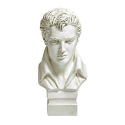Classical European-style male bust with detailed facial features and wavy hair, inspired by Renaissance and old world sculpture. Side View