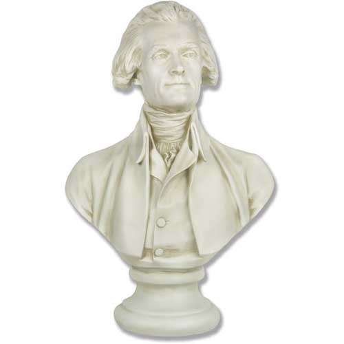 Classical bust of a distinguished man in 18th-century attire, featuring ornate old world European sculptural details.
