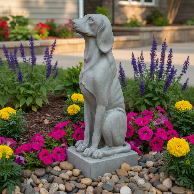 Watchful Dog Garden Statue (29 - Inch) Side Angle
