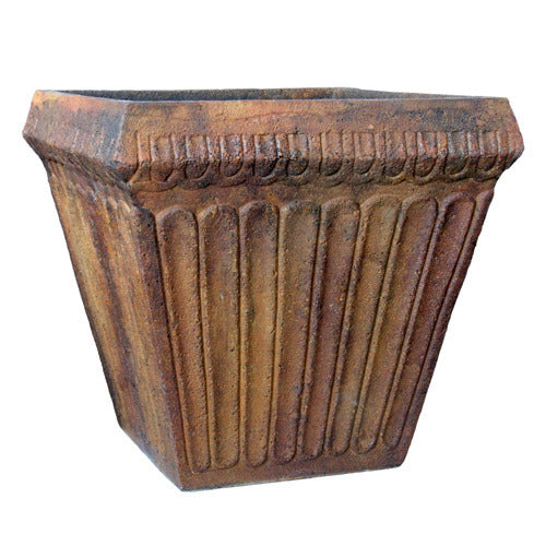 Fluted Square Pot 11.5 H (R) Outdoor/Indoor Statue