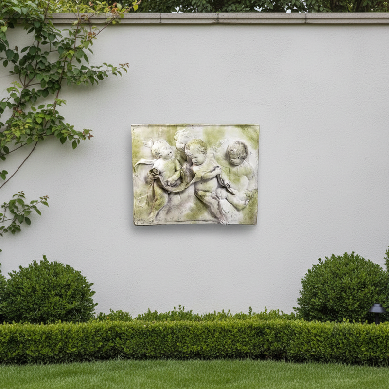 Four Singing Cherubs Outdoor Statue (33 - Inch) Side Angle