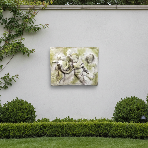 Four Singing Cherubs Outdoor Statue (33 - Inch) Side Angle