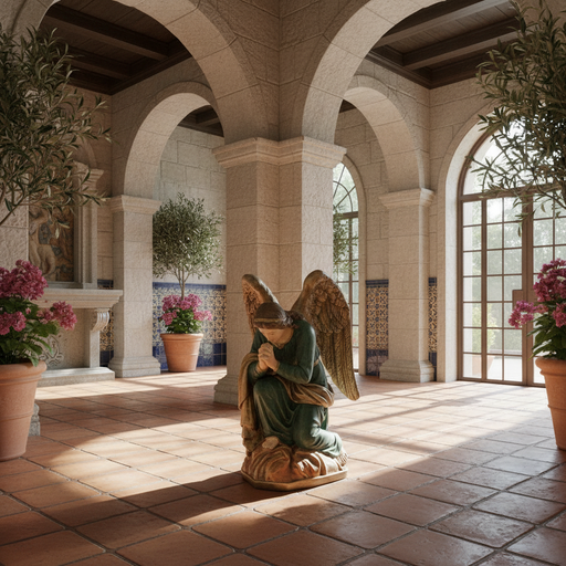 Praying Angel Adoration Statue (38 - Inch) Side Angle