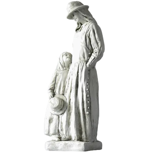 Mother and child statue in old world European style, featuring classical draped clothing and gentle, ornate detailing.