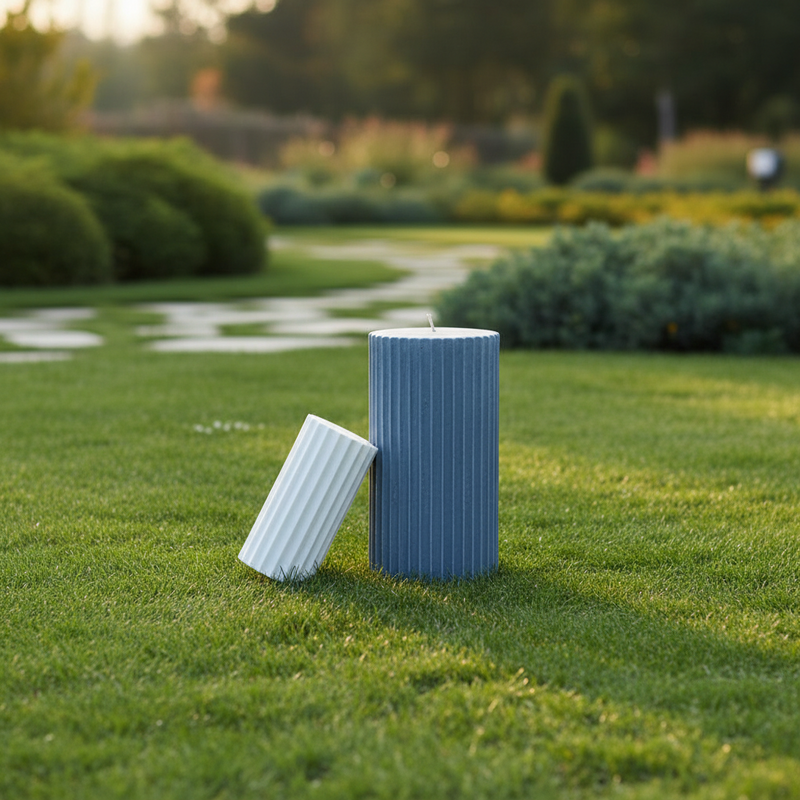 Fluted Shaft Outdoor Statue (9 - Inch) Side Angle