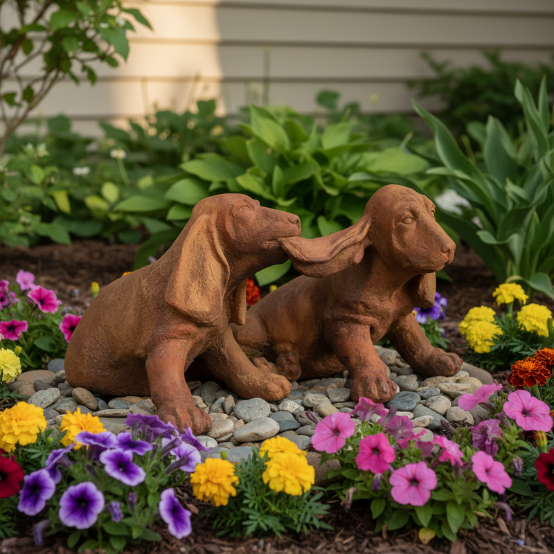 Two Playful Hounds Statue (9-Inch)
