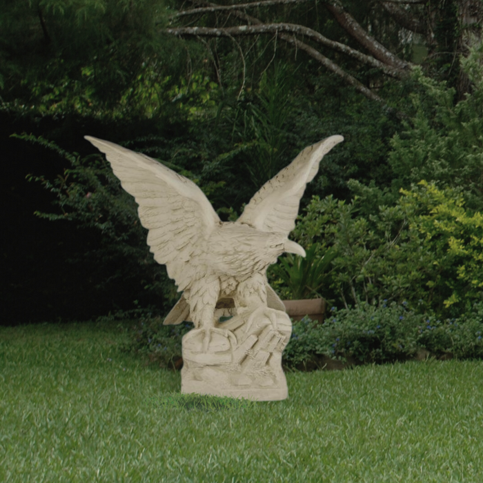 3 Ft Wide Large Realistic Eagle Outdoor Statue Garden Decor Facing Left - Bella Outdoors USA