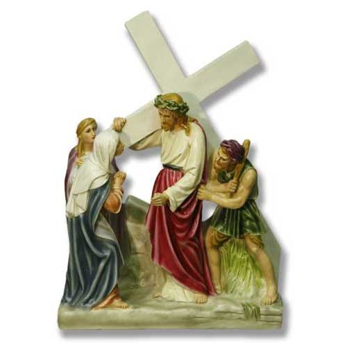 Stations of the Cross Statue Set of 14 Hand Painted Full Color