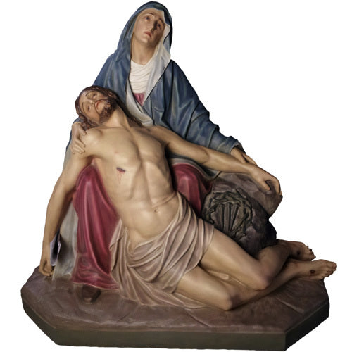 58" High Large Pieta De Da Prato Lifesize Mary and Jesus Religious Statue Custom Hand Painted Full Color