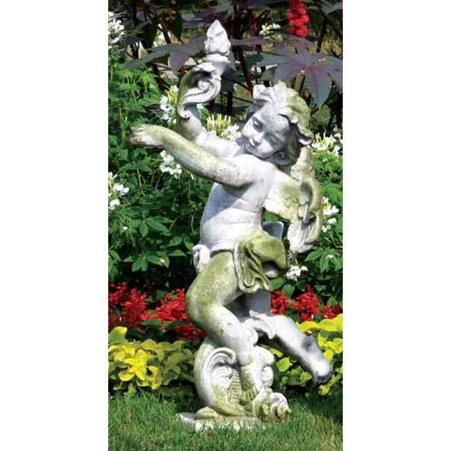 Rococo Angel Torch - Right  43" Outdoor Garden Statue Multi Color Options