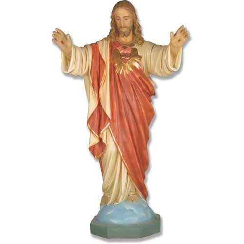 37" High Jesus Christ Sacred Heart Blessing Arms Up Religious Statue