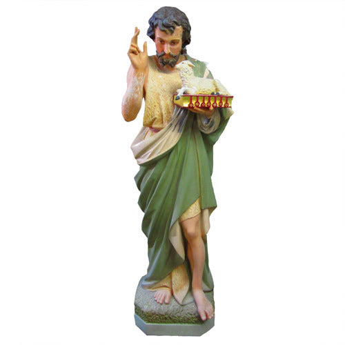 5.5 Ft High Large Saint John The Baptist w/ Sheep On Book Religious Statue
