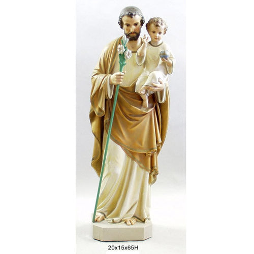 5.5 Ft High Saint Joseph with Jesus Child & Lily Religious Statue