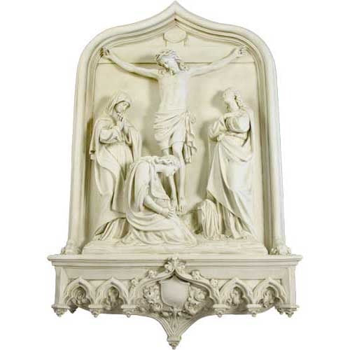 Jesus Christ Crucifixion Scene Wall 64" High Large Outdoor Garden Decor Statue Wall