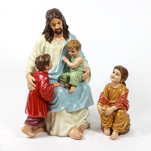 Jesus Christ With Children 34" High Realistic Religious Statue