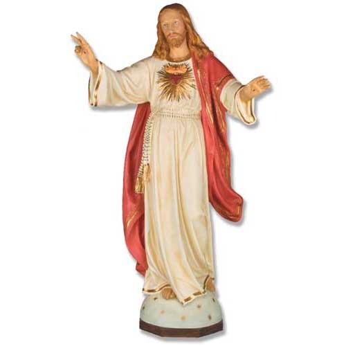 Hand Painted 4 Ft High Blessing Jesus Sacred Heart 48" Religious  Statue